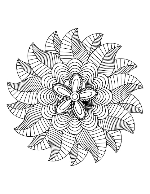 hand drawn illustration, floral coloring book for adults. mandala coloring pages printable seamless.