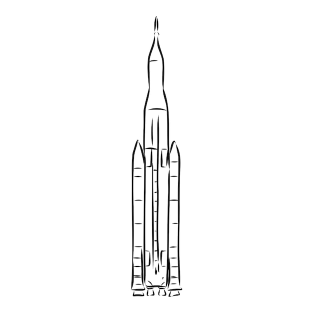 Hand drawn illustration of a geometric space shuttle Design in dot art style with engraved elements Sketch isolated on vintage background Space rocket launch Concept for start up release etc