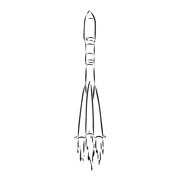 Hand drawn illustration of a geometric space shuttle Design in dot art style with engraved elements Sketch isolated on vintage background Space rocket launch Concept for start up release etc