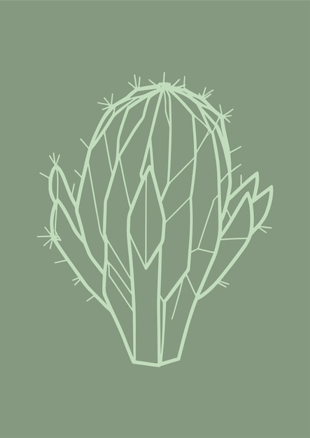 Hand drawn illustration of a geometrical and minimalist cactus