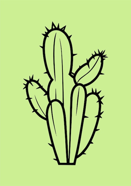 Hand drawn illustration of a geometrical and minimalist cactus