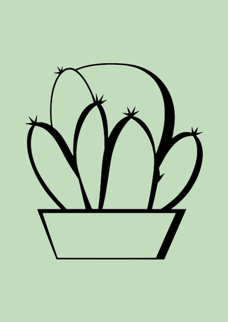 Hand drawn illustration of a geometrical and minimalist cactus