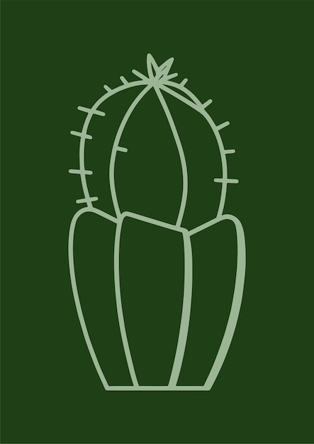 Vector hand drawn illustration of a geometrical and minimalist cactus