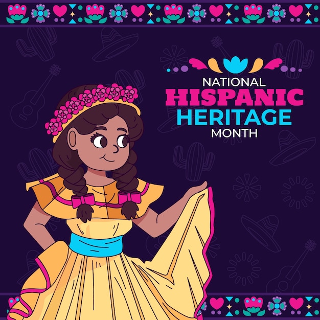 Hand drawn illustration hispanic heritage month