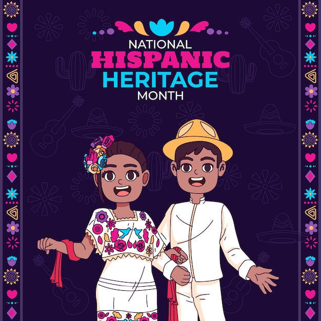 Hand drawn illustration hispanic heritage month