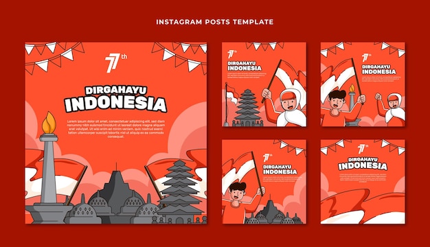 Hand drawn illustration of indonesian independence day