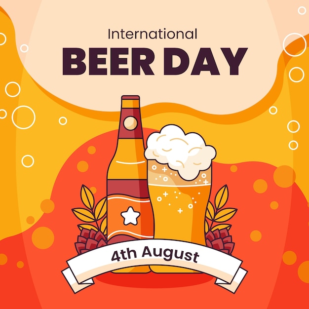 Hand drawn illustration for international beer day celebration