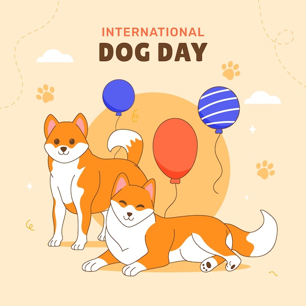 Vector hand drawn illustration for international dog day celebration