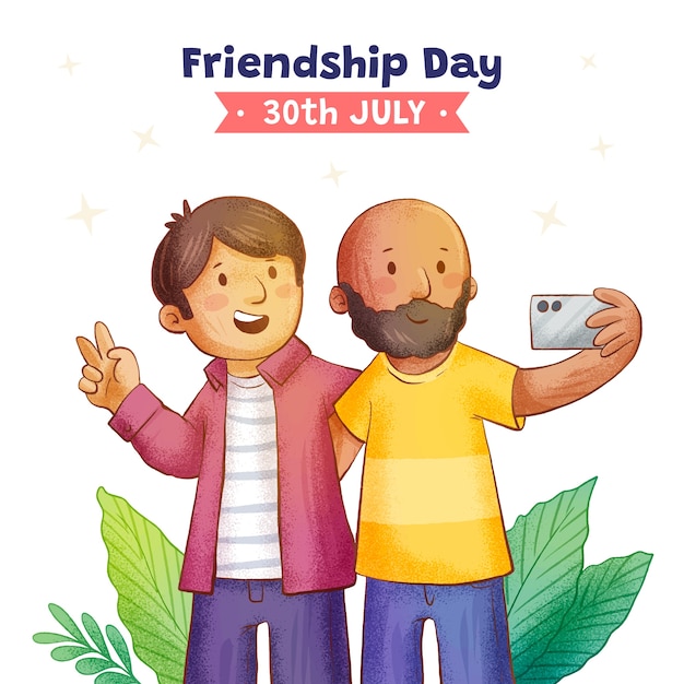 Hand drawn illustration for international friendship day celebration