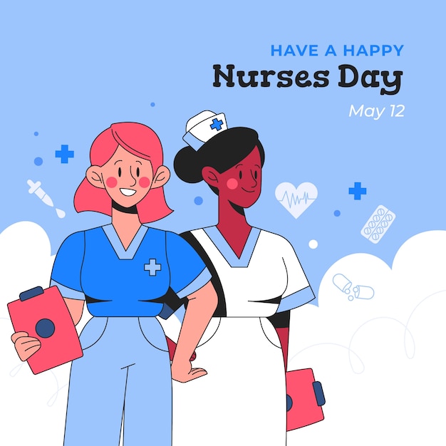 Vector hand drawn illustration for international nurses day celebration