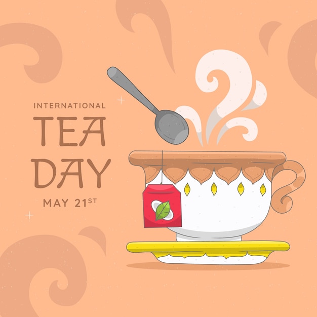 Hand drawn illustration for international tea day awareness