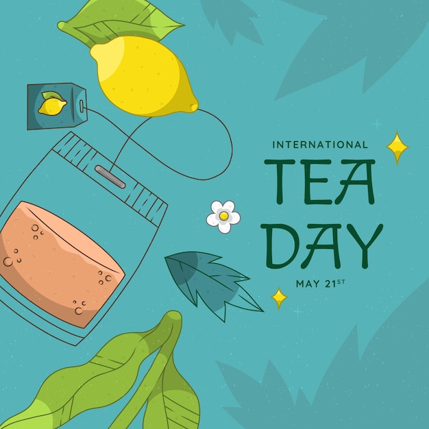 Hand drawn illustration for international tea day awareness