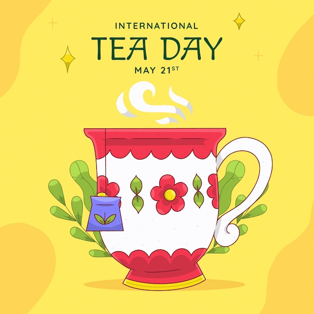 Hand drawn illustration for international tea day awareness