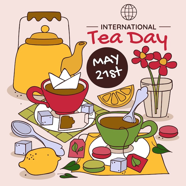 Hand drawn illustration for international tea day