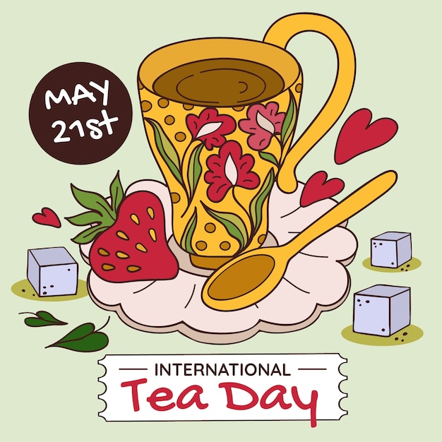 Hand drawn illustration for international tea day