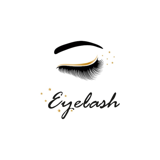 Hand drawn illustration of lashes and brows make upFor beauty salon lash extensions maker