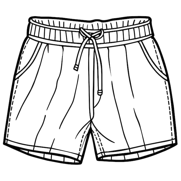 Hand drawn illustration of mens shorts Black and white sketch