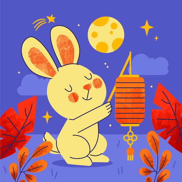 Hand drawn illustration for mid-autumn festival celebration