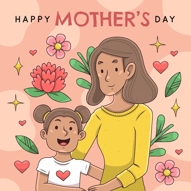 Hand drawn illustration for mother's day celebration