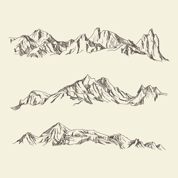 Hand drawn illustration mountains