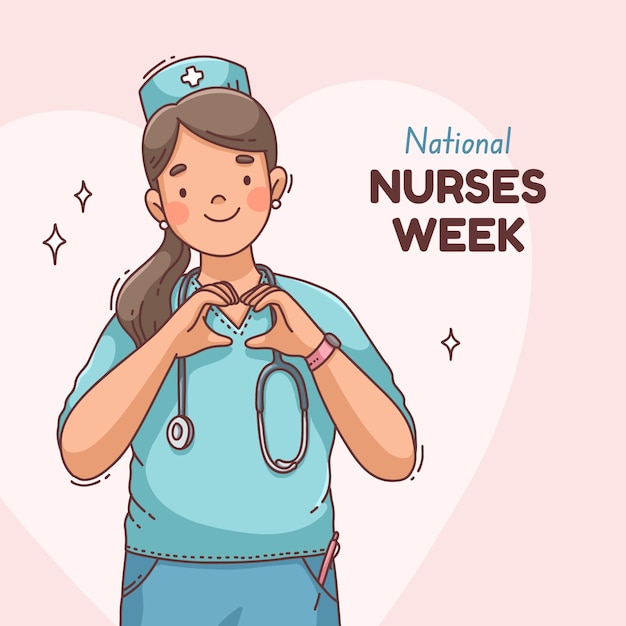 Vector hand drawn illustration for national nurses week celebration