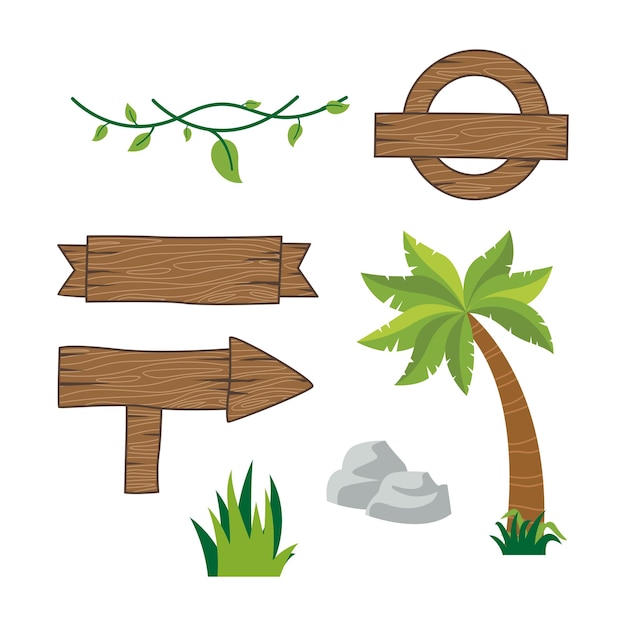 Hand drawn illustration of outdoor objects