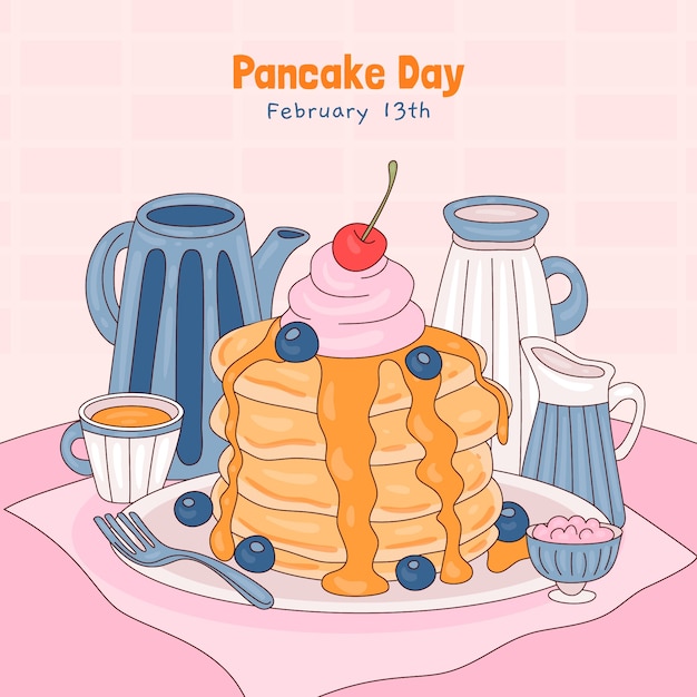 Hand drawn illustration for pancake day celebration