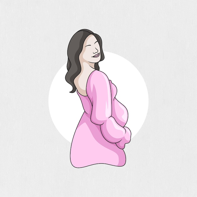 Hand drawn illustration of pregnant mother