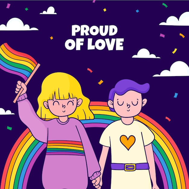 Hand drawn illustration for pride month celebration