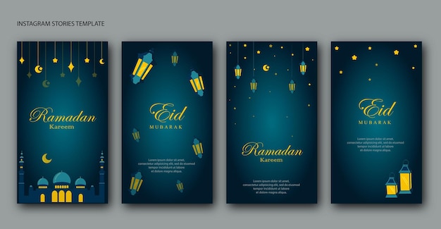 Hand Drawn Illustration Ramadan Kareem Instagram Stories Template Collection