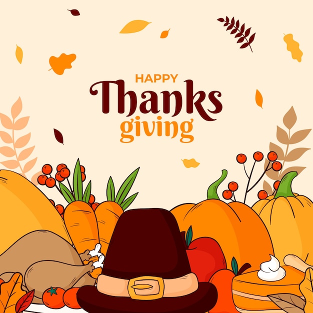 Hand drawn illustration for thanksgiving celebration