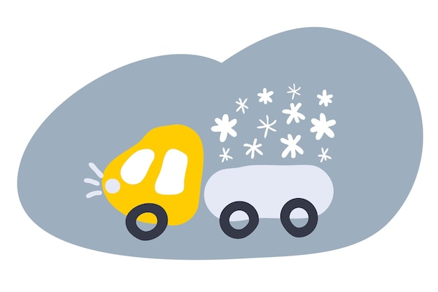 Hand drawn illustration of truck carrying snow Perfect for Tshirt textile prints decor and design