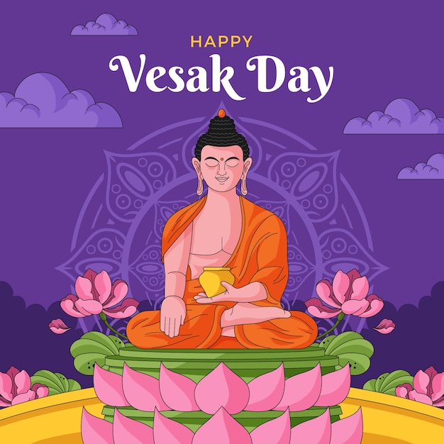 Hand drawn illustration for vesak festival celebration