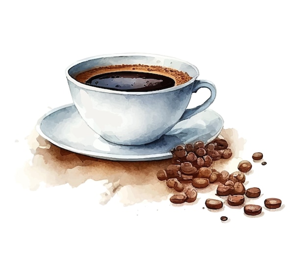 Hand drawn illustration watercolor coffee cup vector