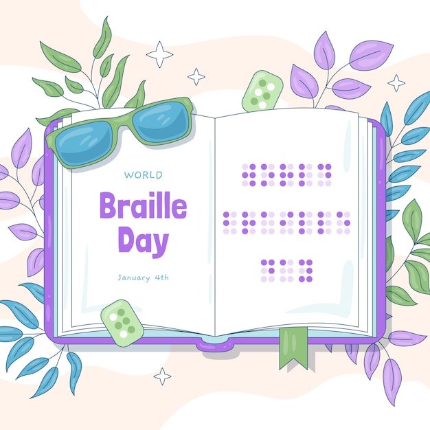 Hand drawn illustration for world braille day