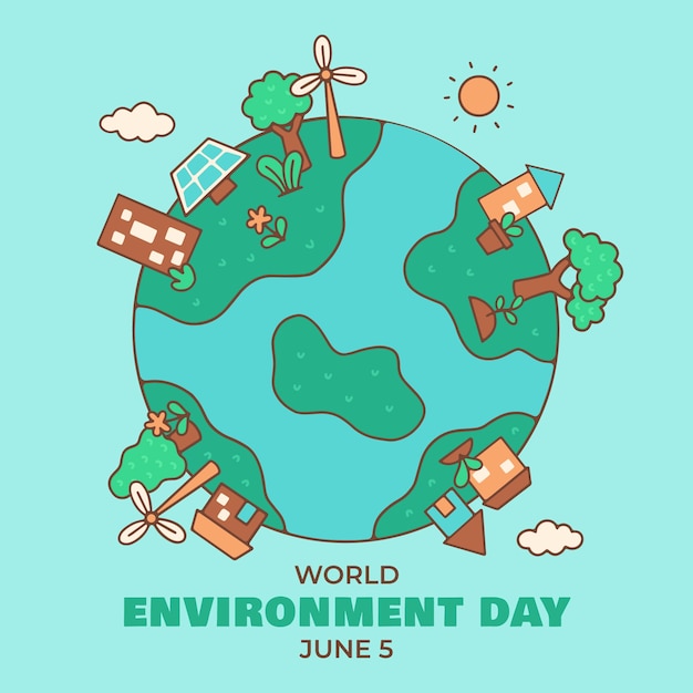 Hand drawn illustration for world environment day celebration