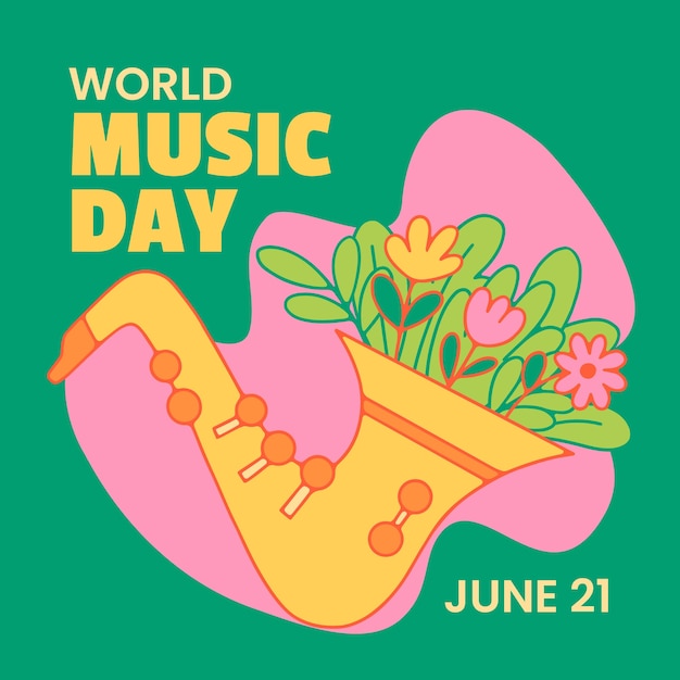 Hand drawn illustration for world music day celebration