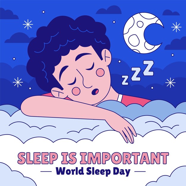 Vector hand drawn illustration for world sleep day