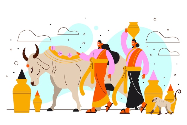 Vector hand drawn india lifestyle illustration