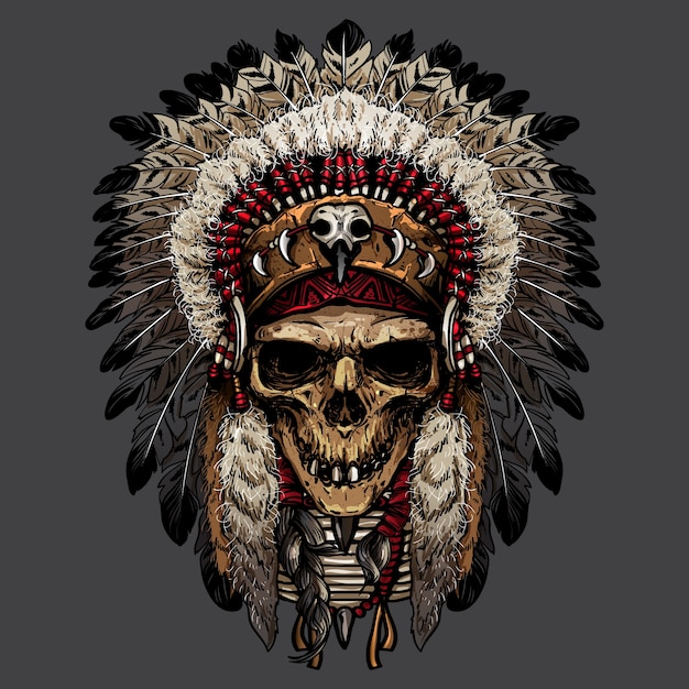 hand drawn of indian skull