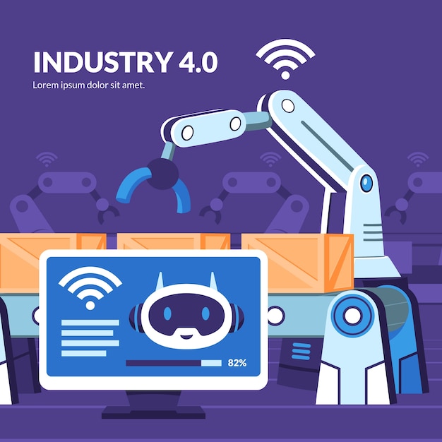 Hand drawn industry 4.0 illustration