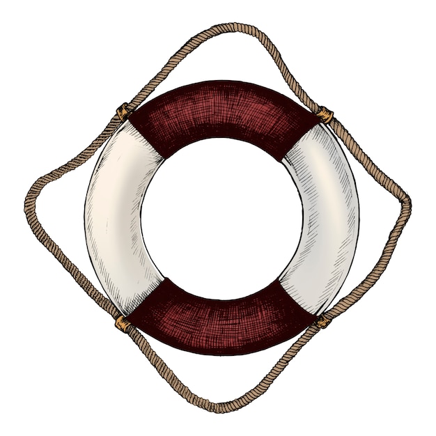 Hand drawn inflatable tube lifebuoy