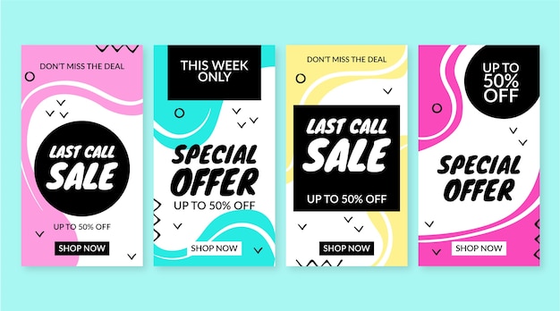 Hand drawn instagram sale stories collection