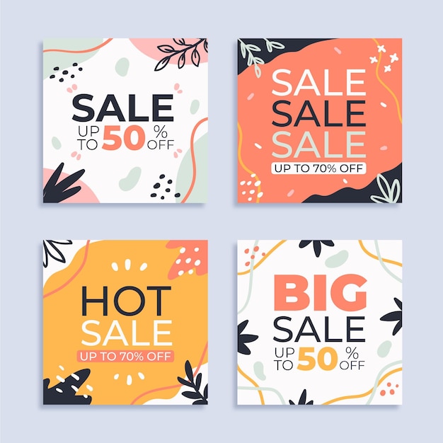 Hand drawn instagram sale stories collection