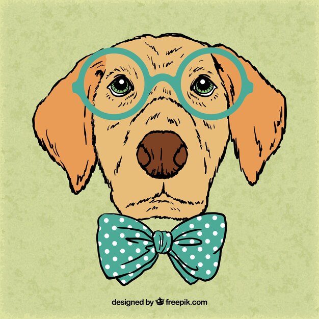 Vector hand drawn intellectual dog