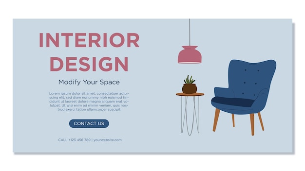 Vector hand drawn interior design banner