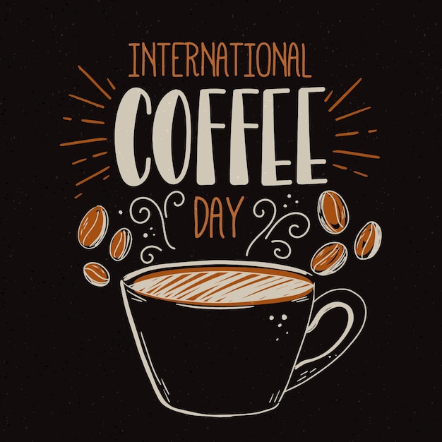 Hand drawn international day of coffee illustration