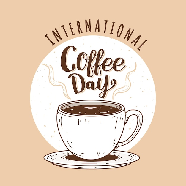 Hand drawn international day of coffee illustration