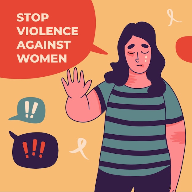 Vector hand drawn international day for the elimination of violence against women illustration