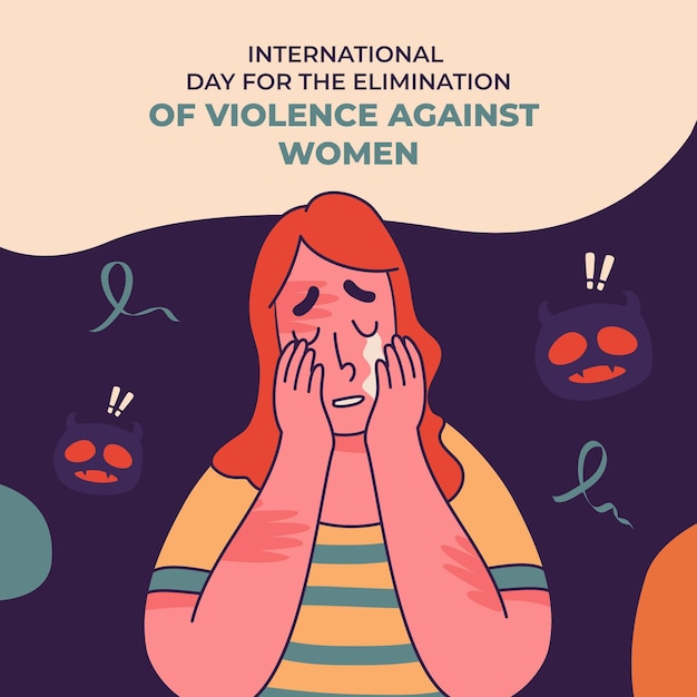 Hand drawn international day for the elimination of violence against women illustration